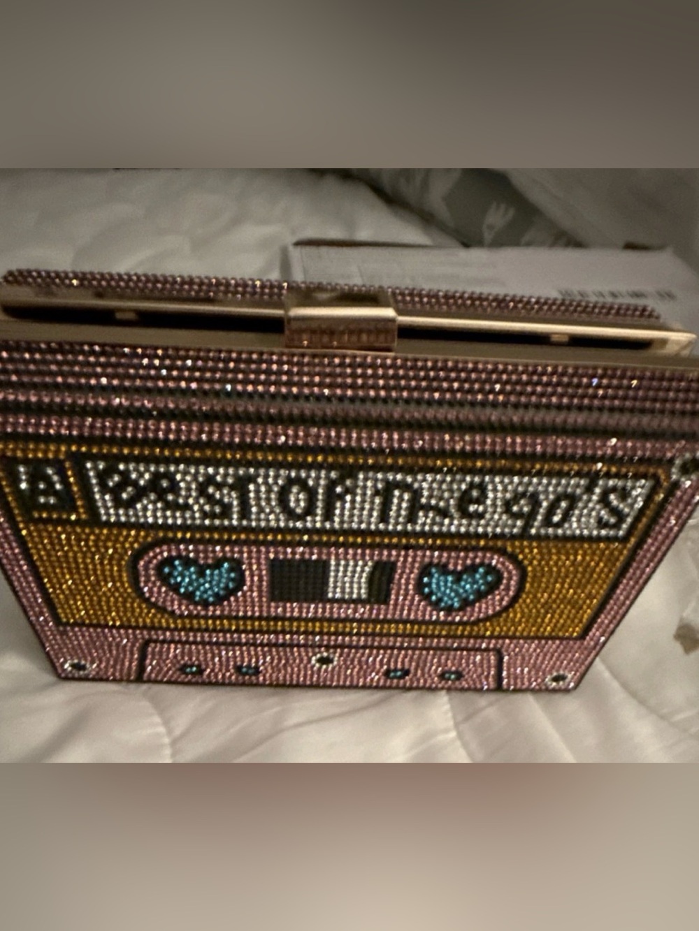 Jeweled/beaded Cassette Tape Clutch - Pink, Gold, Blue